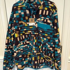 Patagonia Teal and Yellow Fleece Pullover